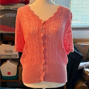Grace Karin Pink Cable-Knit Cardigan Sweater